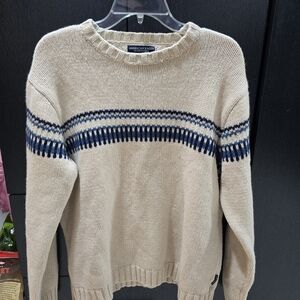 American Eagle Outfitters Women's Beige and Blue Sweater